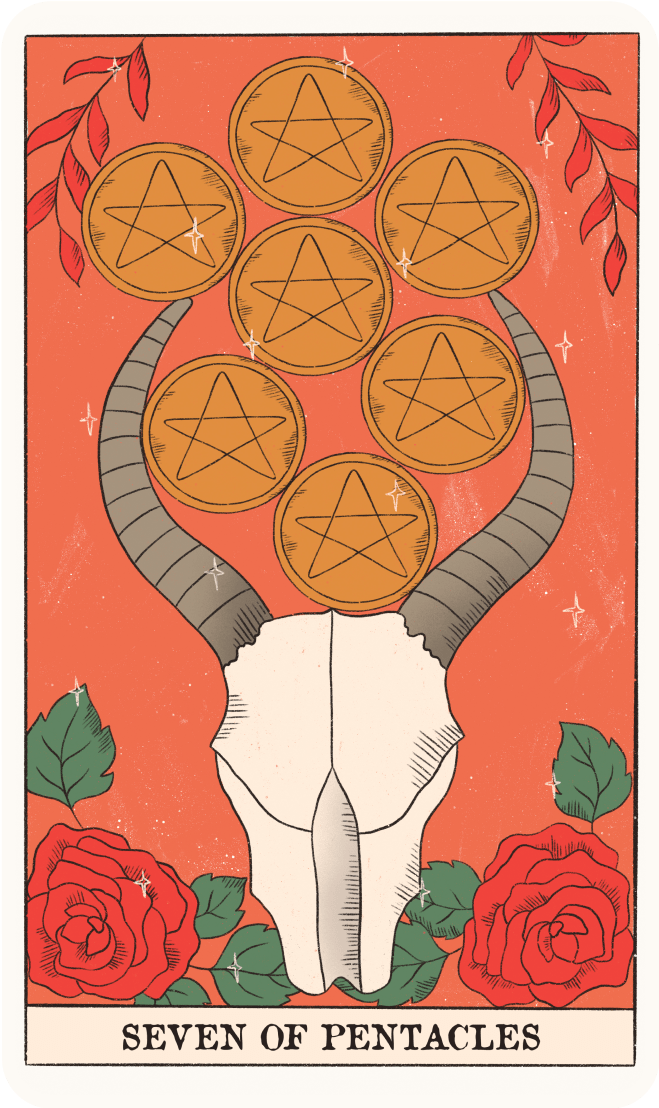 Seven of Pentacles Tarot card - Lotus Tarot